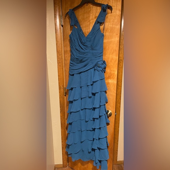 Camille La Vie Dresses & Skirts - Camille La Vie Gathered Chiffon Ruffle Gown Dark Teal Dress